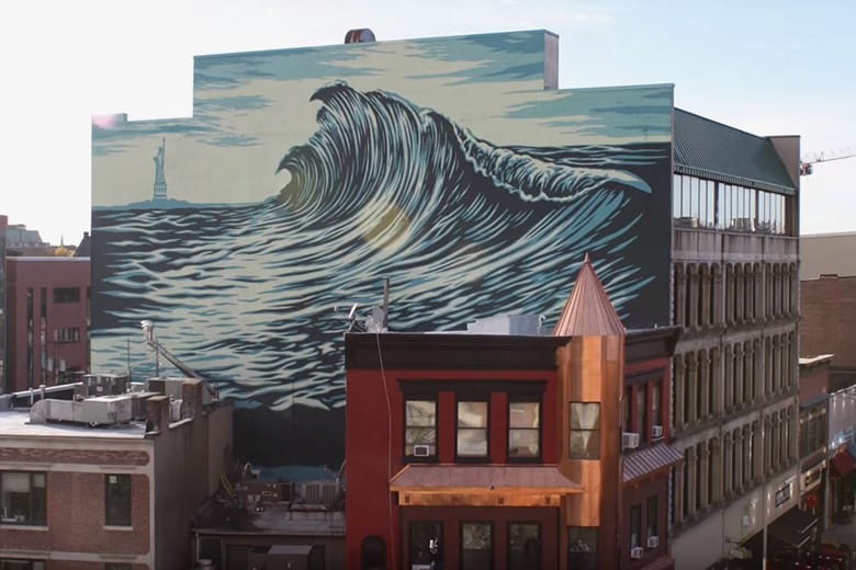 Shepard Fairey Paints 'The Jersey Wave' Mural