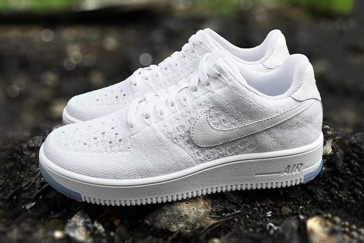 white nike flyknit air force 1