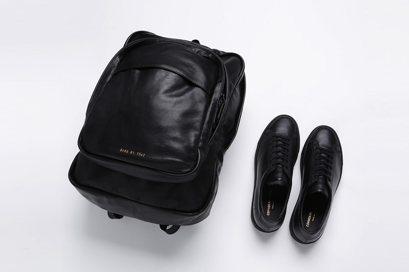 common projects leather backpack STANDARD BLACK Common Projects Engraved-Logo Leather Backpack