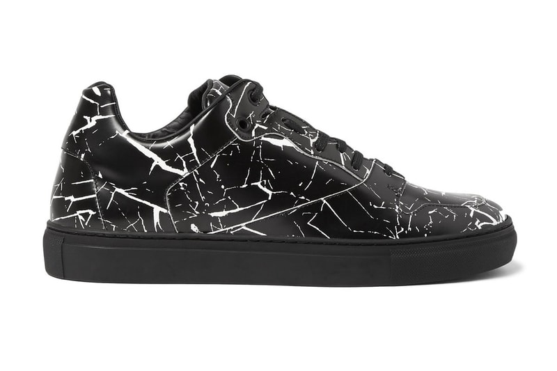 Balenciaga Marble-Print Leather Sneakers