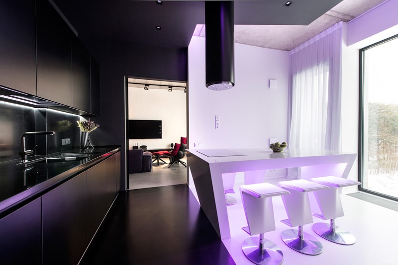 A Black and White Apartment Futuristic Apartment 