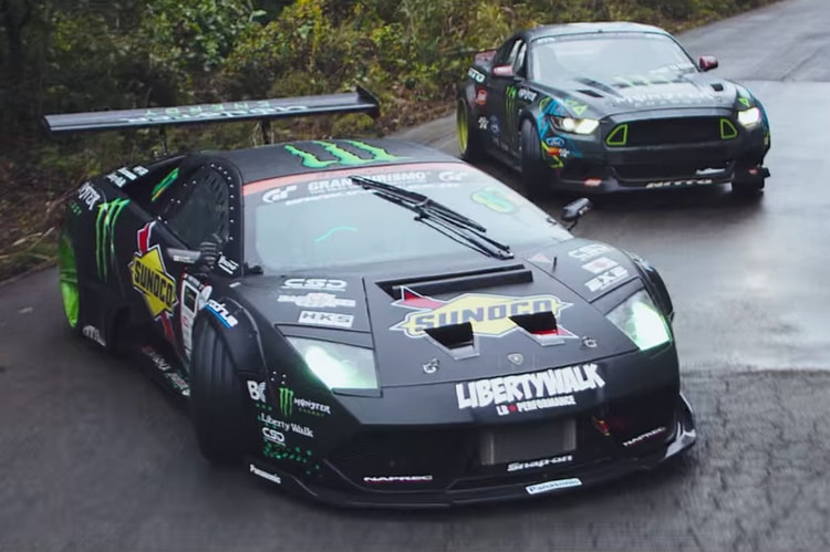Watch a Lamborghini and Mustang Have a Drift Battle in the Mountains of Japan