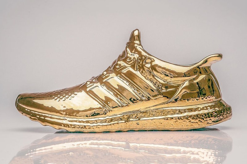 Artist Lee Chun Gold Ceramic adidas Ultra Boost Sneaker Sculptures