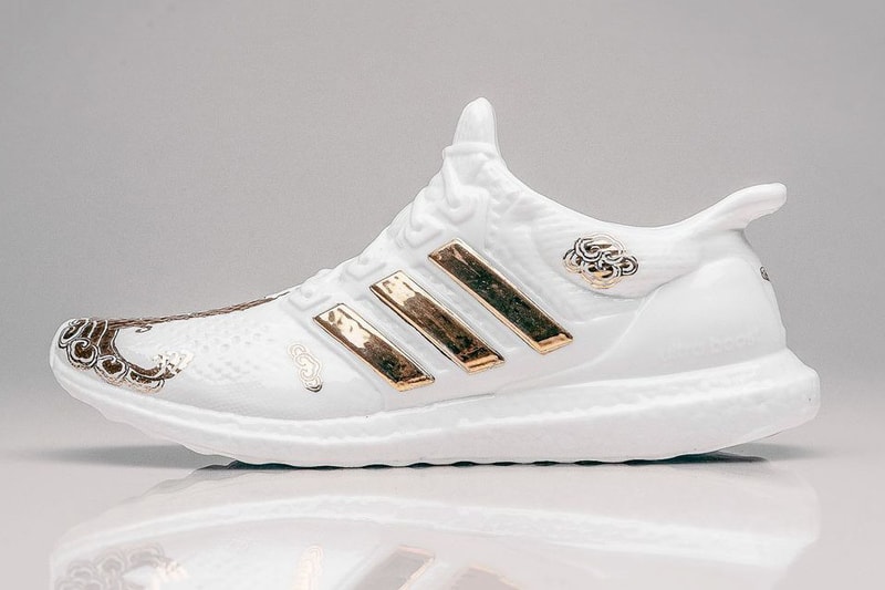 Artist Lee Chun Gold Ceramic adidas Ultra Boost Sneaker Sculptures