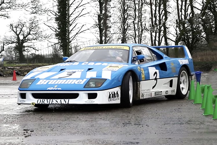 Watch a Rare Ferrari F40 GT Drift Through a Farm