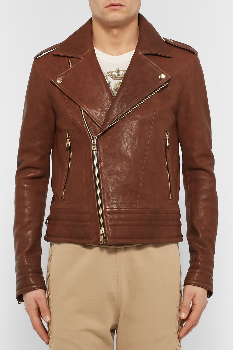 Balmain Slim-Fit Leather Biker Jacket