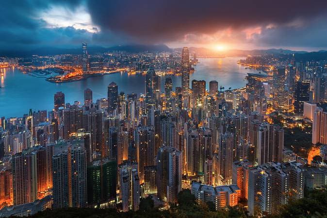 Hong Kong at Night Photography by Peter Stewart