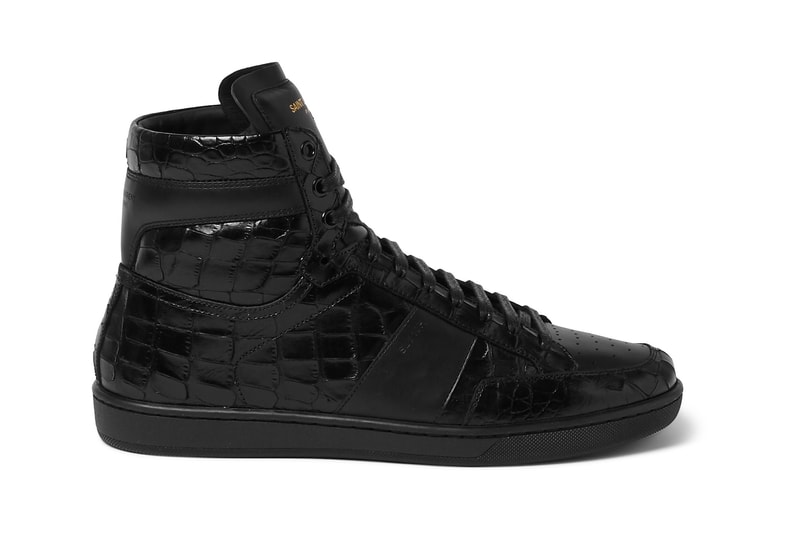 Saint Laurent Patent Croc Leather High Top Sneakers