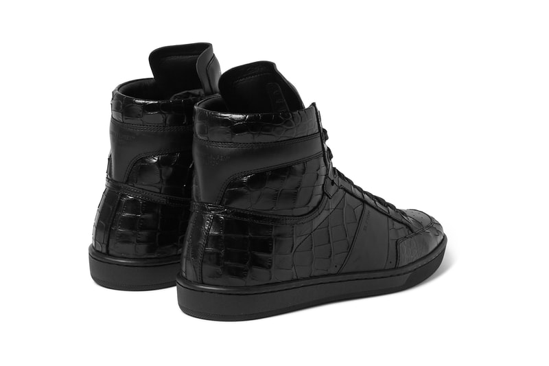 Saint Laurent Patent Croc Leather High Top Sneakers