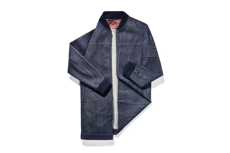 Frank & Oak x Naked & Famous Long Selvedge Denim Bomber Jacket