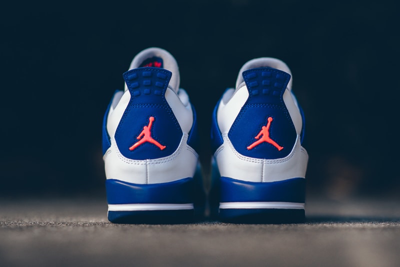 Air Jordan 4 Retro GG White/Hyper Orange Deep Royal Blue Wolf Grey Sneaker