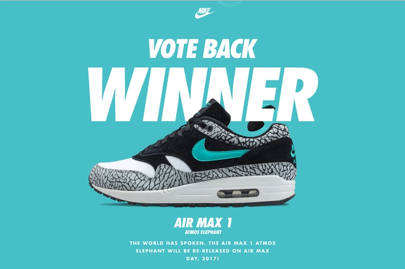 atmos x Nike Air Max 1 Elephant Wins Vote Back