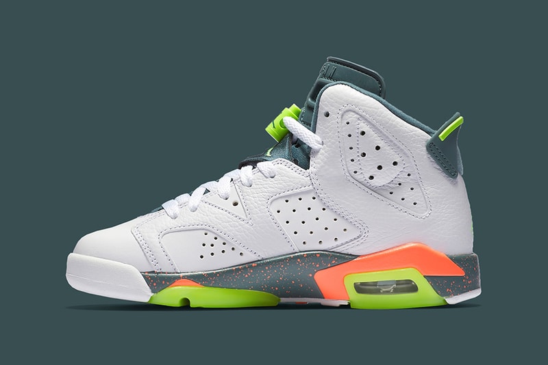 Air Jordan 6 GS Ghost Green Hasta Bright Mango 