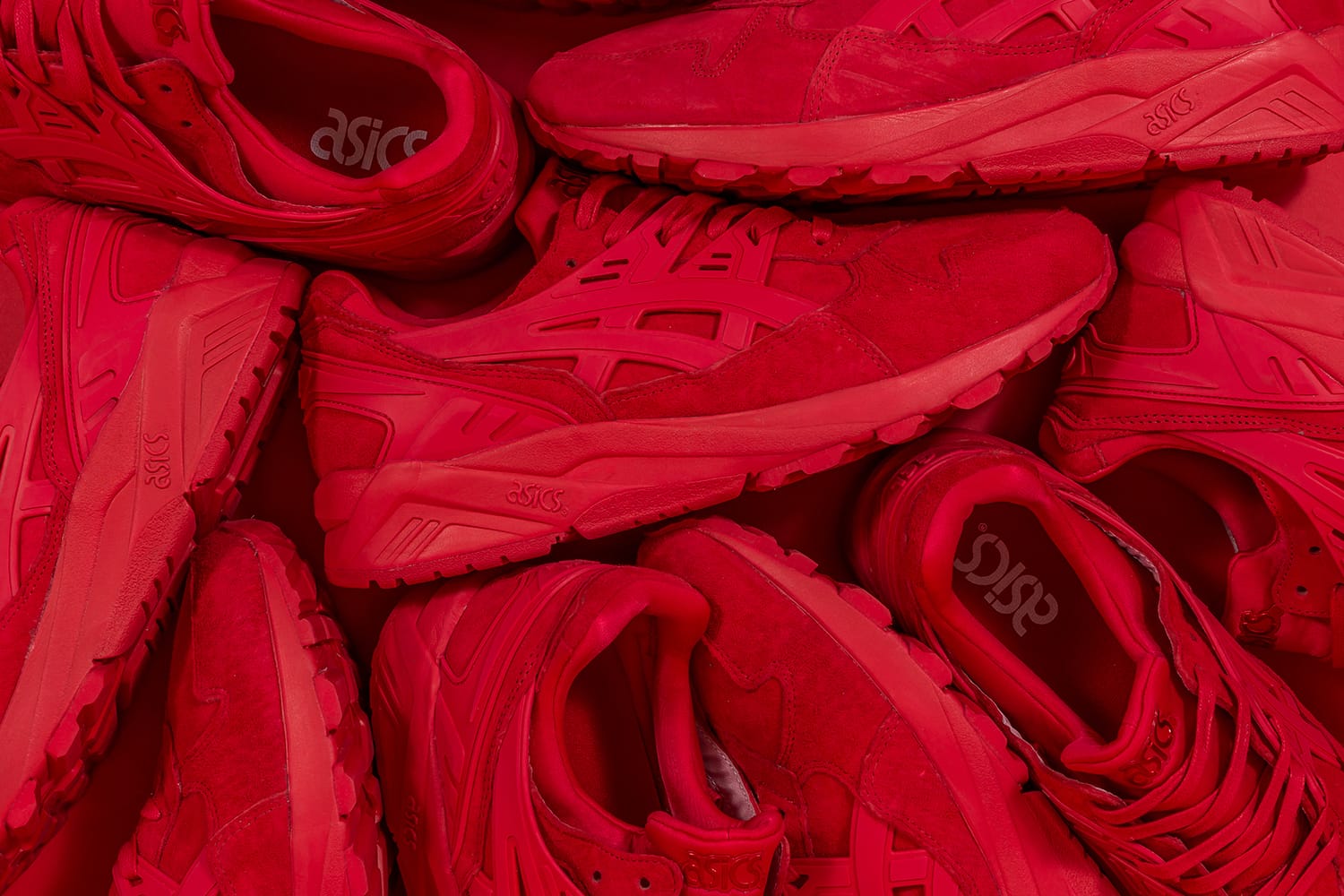 all red asics shoes