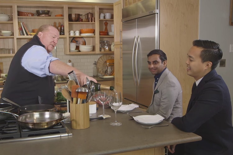 'Master of None' Creators, Aziz Ansari and Alan Yang, Join Master Chef Mario Batali for Lunch
