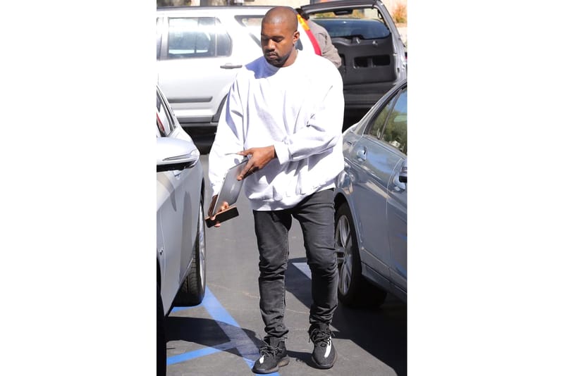 Kanye West Seen Wearing New Striped Yeezy Boost