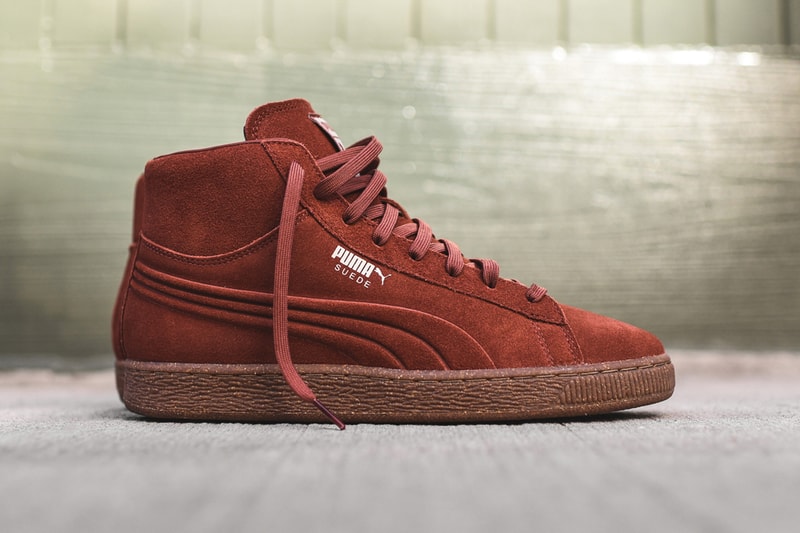 PUMA Suede Emboss Mid in Arabian Spice and Pale Khaki