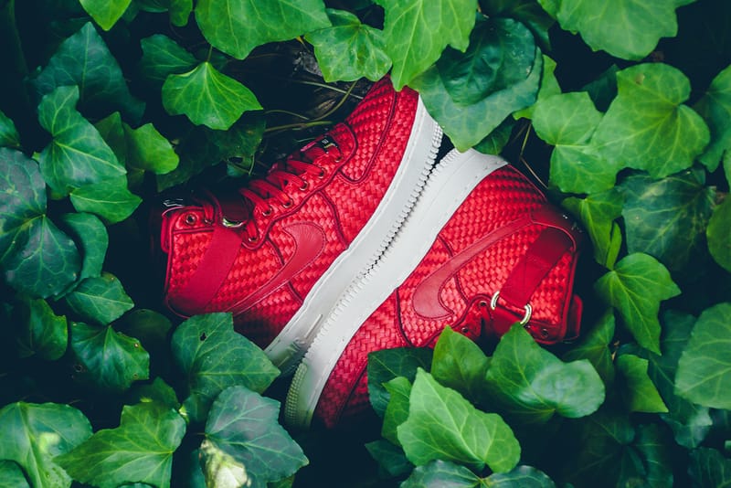 Nike Decks the Woven Air Force 1 High out in "Gym Red"