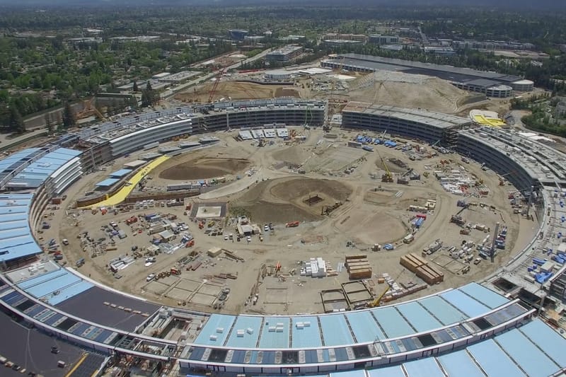 A 4K Drone's-Eye View of Apple's "Spaceship" Campus Construction