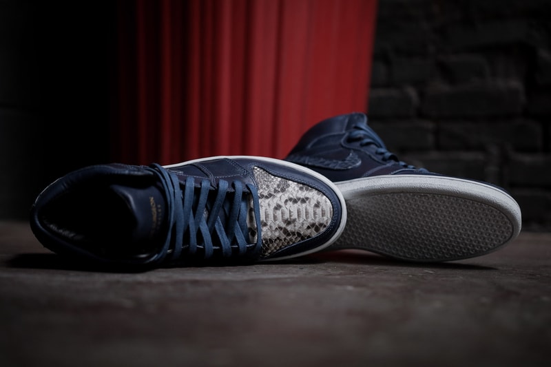 The Shoe Surgeon Custom Air Jordan 1 Blue Horween Python Sneaker