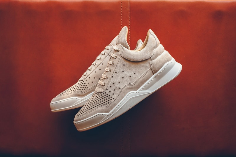 Filling Pieces Low Top Sneaker in Tan and White
