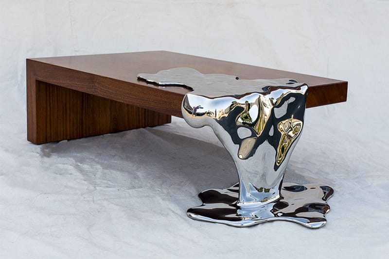 Artist Rado Kirov Manipulates Stainless Steel to Resemble Dripping Mercury in Furniture Collection