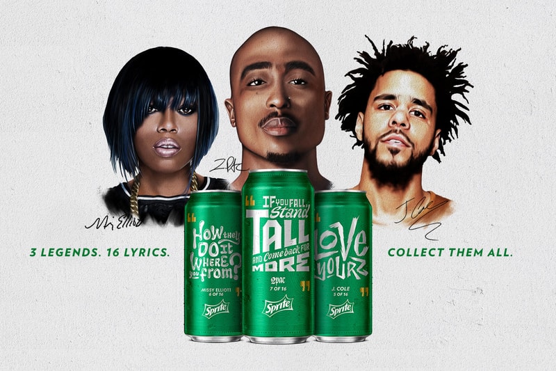 New Sprite Cans Feature Portraits of Tupac, Missy Elliott and J. Cole