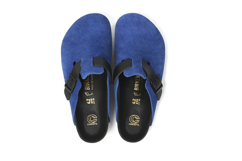 Concepts x Birkenstock Collaboration “Boston” Silhouette Blue Suede/Black Leather
