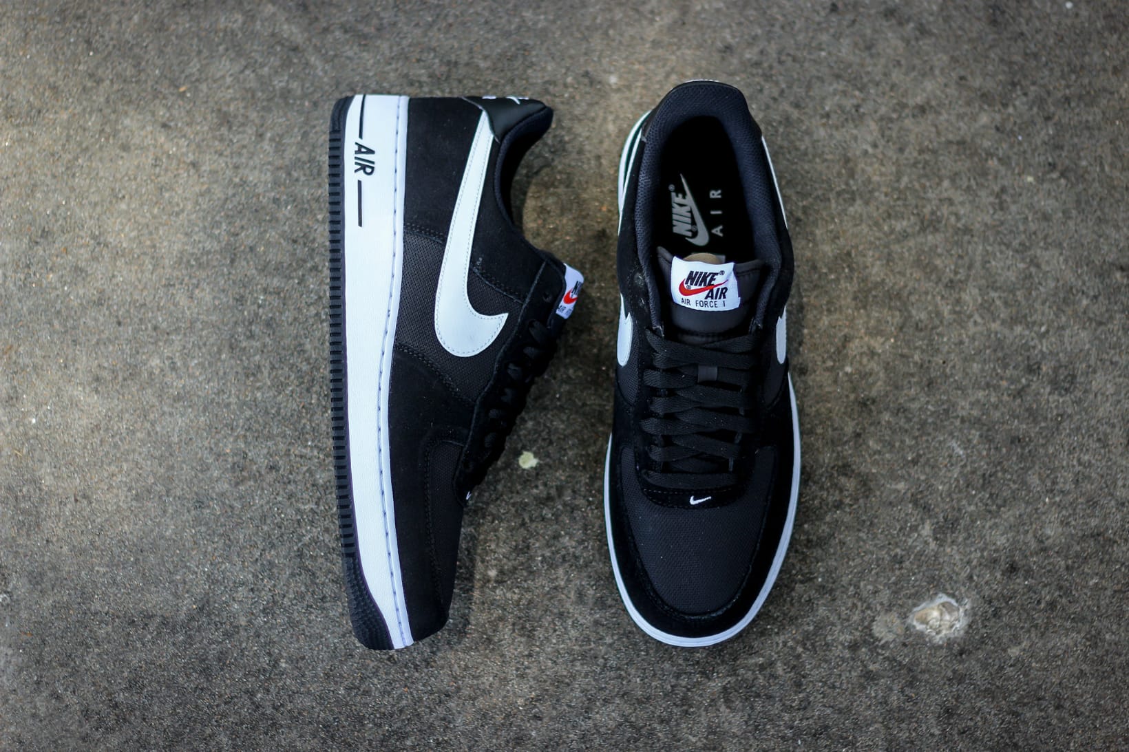 nike air force 1 black white suede
