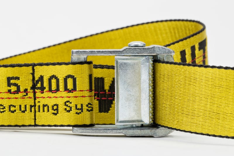 off white belt yellow silver buckle