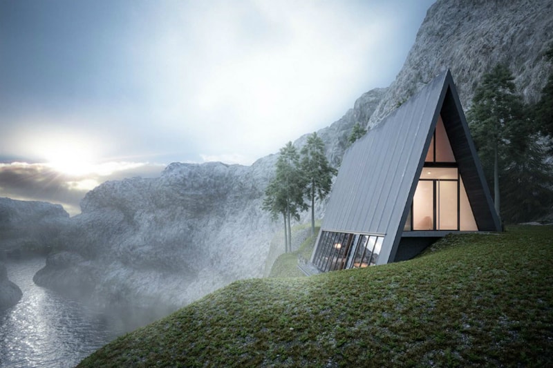 Triangular House on Cliff by German architect Matthias Arndt