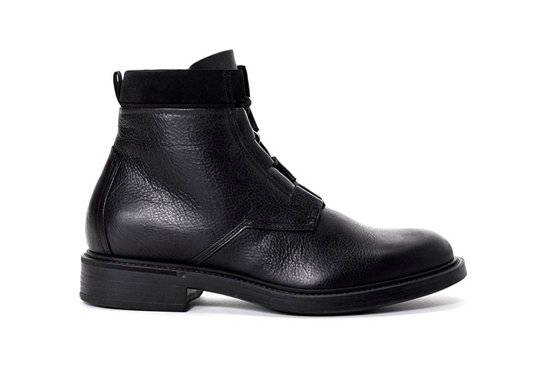 John Elliott Combat Boots Black Leather Waxed Grey Suede