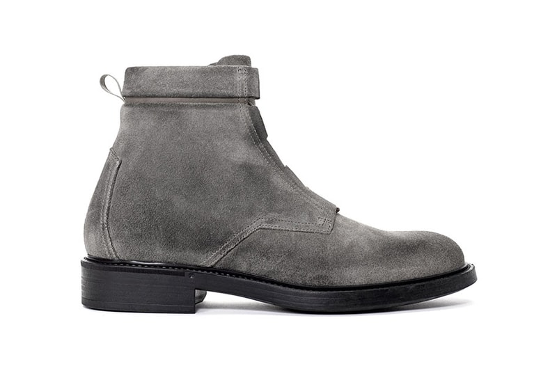 John Elliott Combat Boots Black Leather Waxed Grey Suede