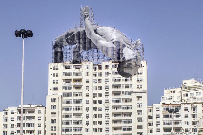 JR Installs Larger-Than-Life Athletic Figures in Rio De Janeiro