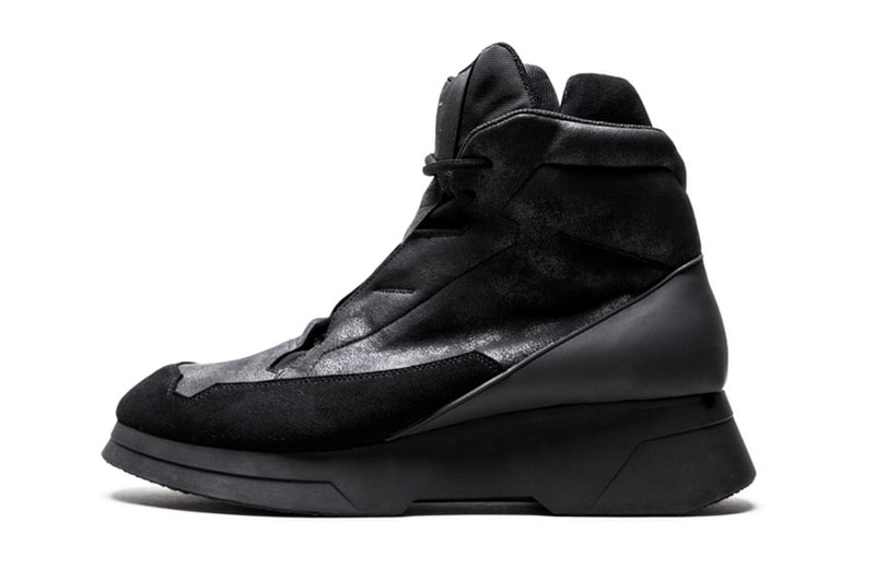 JULIUS High-Top Sneakers black white grey mesh suede leather