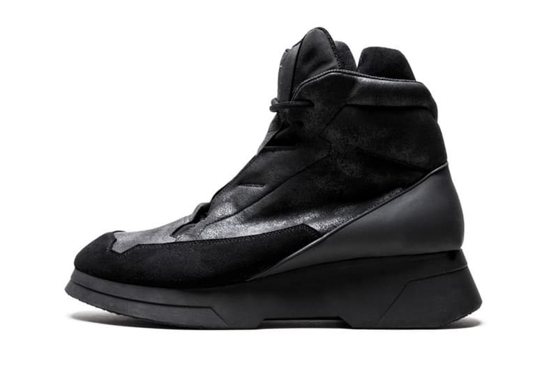 JULIUS High-Top Sneakers black white grey mesh suede leather
