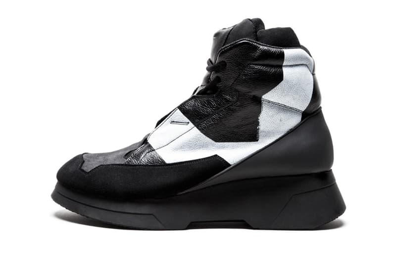 JULIUS High-Top Sneakers black white grey mesh suede leather