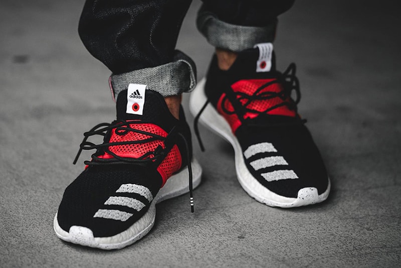 adidas red, white, black, PUREBOOST, black, white, samba, rhythm