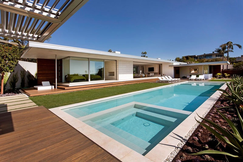 Modern Family Home Laguna Beach design pool Los Angeles ocean open rooms koi pond