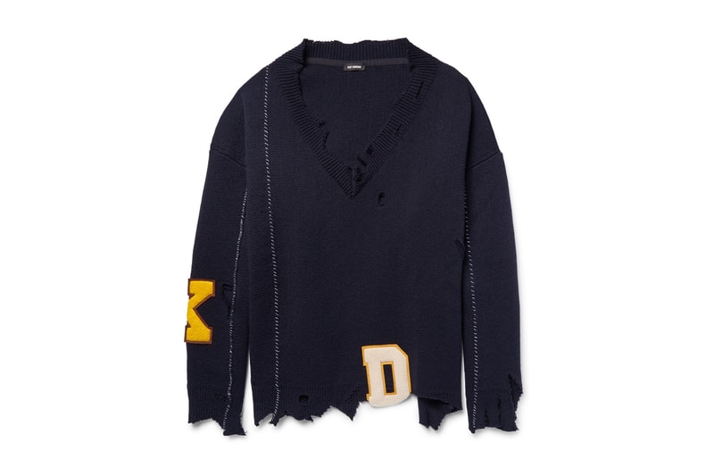 Raf Simons Oversized Distressed Sweater Navy