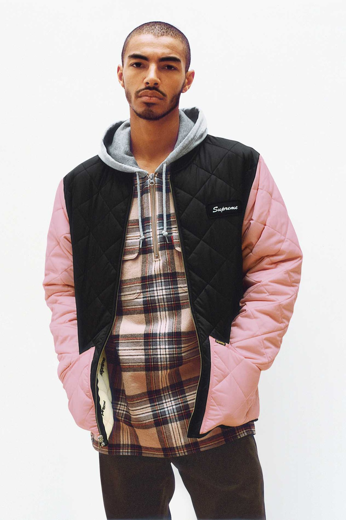 Supreme Quilted Pink and Black Jacket