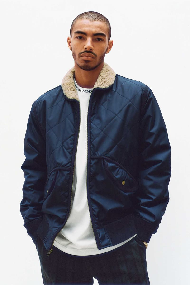 Supreme Quilted Shearling Navy Jacket