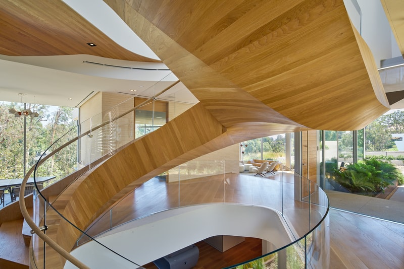Tree Top Los Angeles Home Helical Spiral Staircase