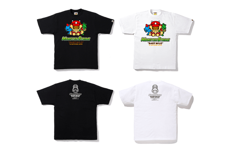 A Bathing Ape x "Monster Strike" Collaboration dinosaurs baby milo nigo black white t-shirt iphone case folders