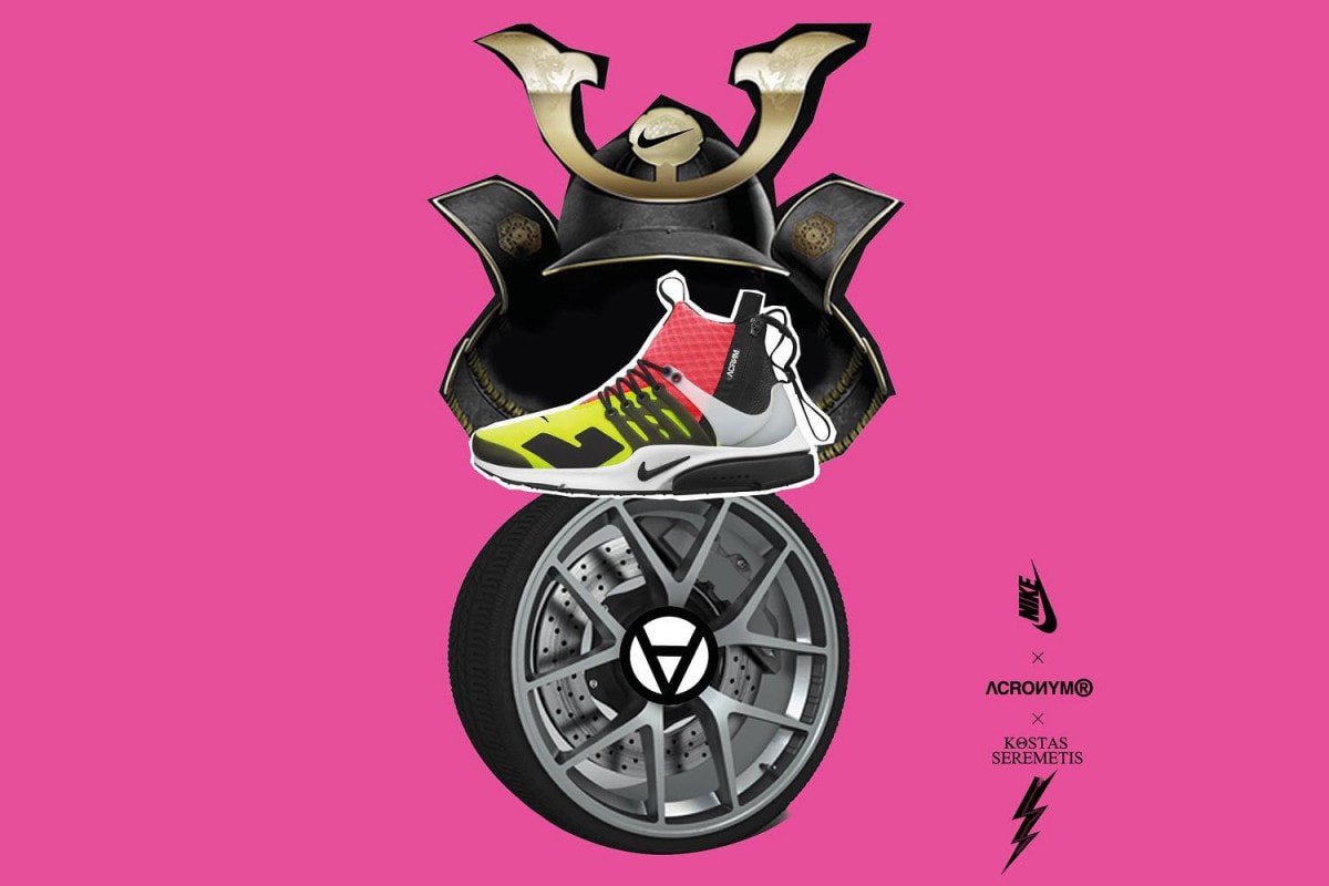 ACRONYM x NikeLab Air Presto Mid pink yellow white