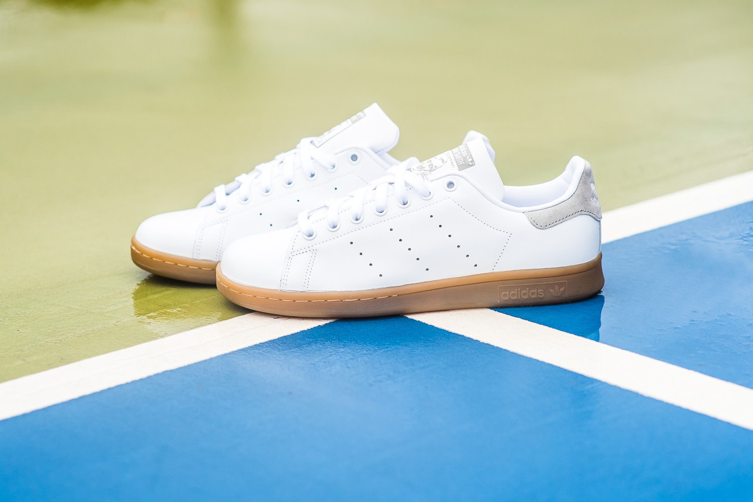 Adidas Originals Stan Smith Sneakers in White and Light Blue