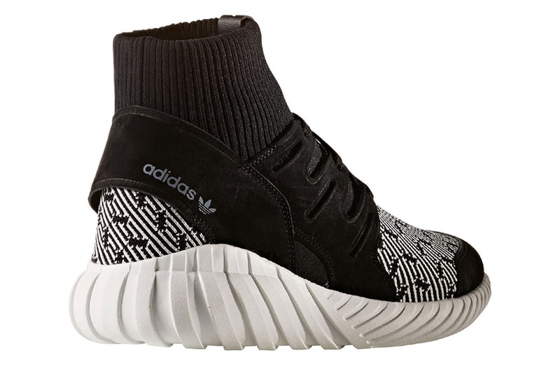 adidas Tubular Doom New Primeknit black white contrast patter white sole black base