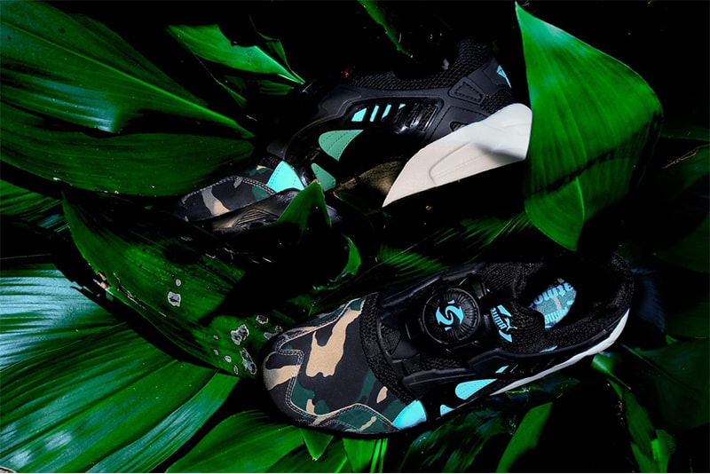 Atmos PUMA Disc Blaze Night Jungle black camo emerald green