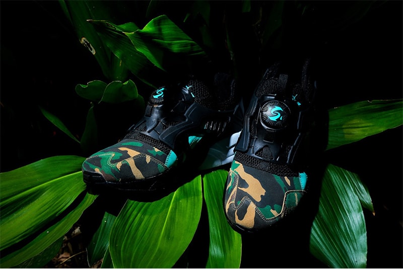Atmos PUMA Disc Blaze Night Jungle black camo emerald green