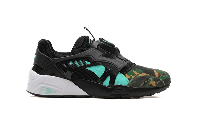 Atmos PUMA Disc Blaze Night Jungle black camo emerald green